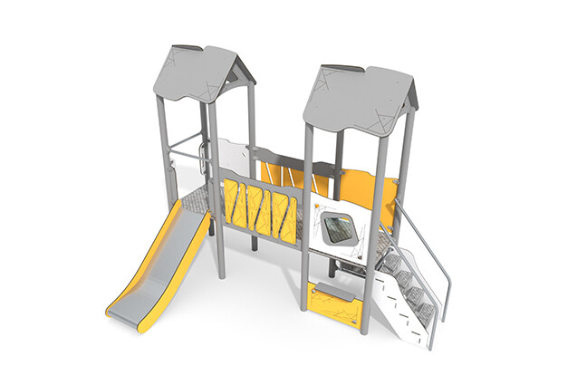 3D rendering af Leketårn - Active dobbelt tårn gangbro