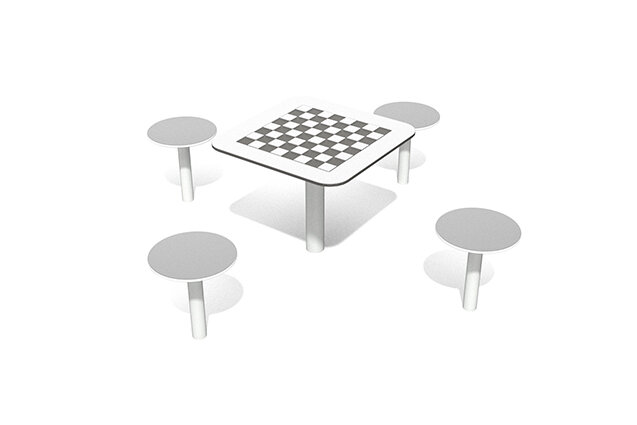 3D rendering af Utendørs spillebord for sjakk og dam