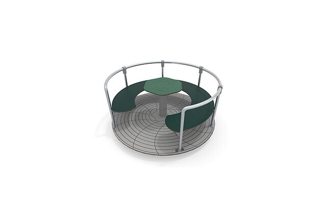 3D rendering af Karusell - med benk grønn Ø150 cm