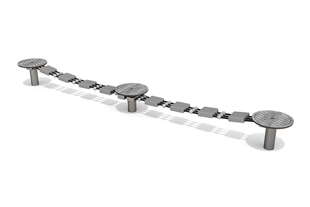 3D rendering af Hinderløype - balanselinje / slackline