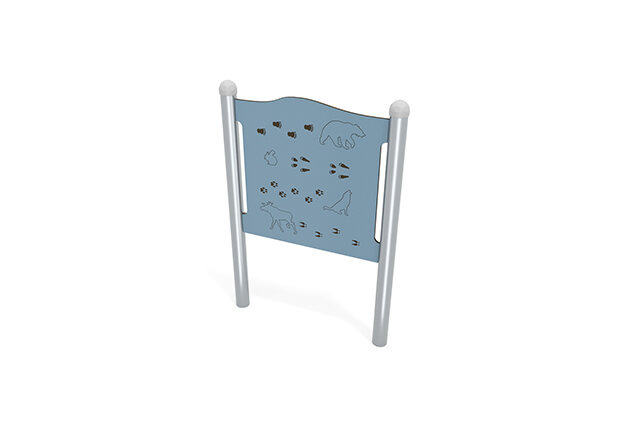 3D rendering af Aktivitetstavle - dyrespor blå