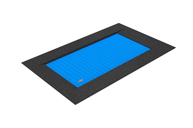 3D rendering af Trampoline - rullestolvennlig med nedkjøringsramper