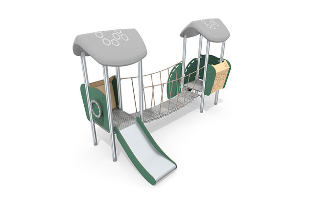 3D rendering af Leketårn - Mini dobbelt tårn hengebro