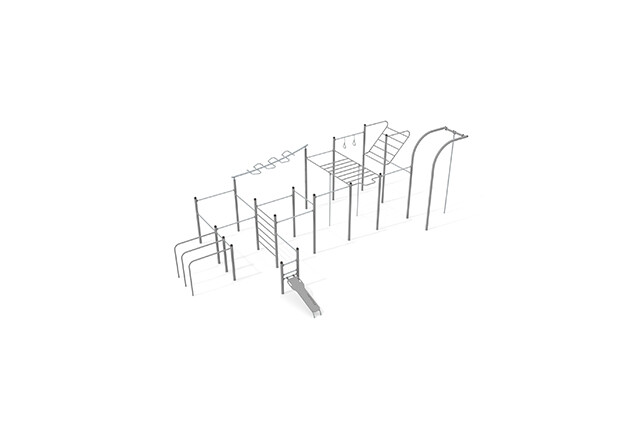 3D rendering af Fitness - Street workout multiredskap XL grå
