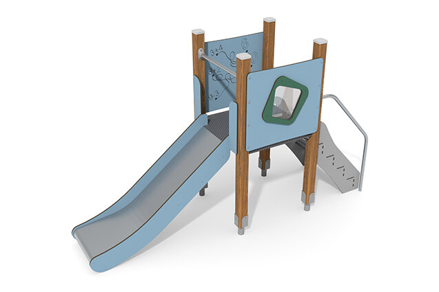 3D rendering af Leketårn - ECO enkelt tårn sklie blå