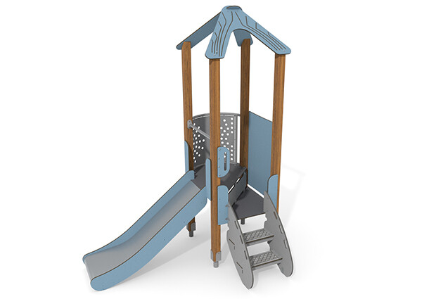 3D rendering af Leketårn - ECO enkelt tårn balkong blå