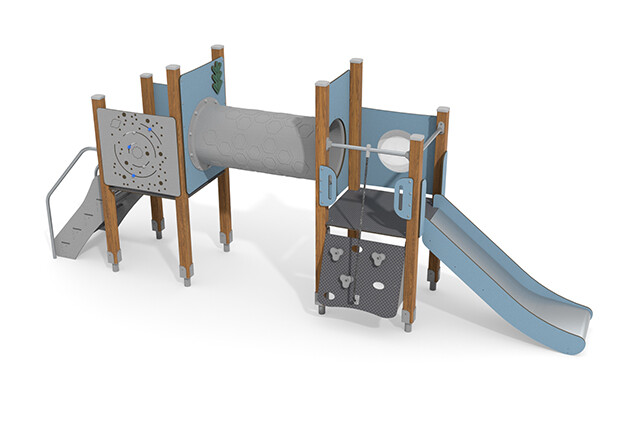 3D rendering af Leketårn - ECO dobbelt tårn kryperør blå