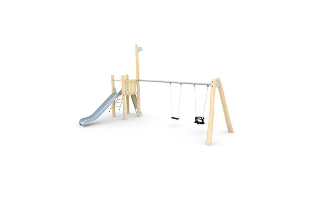 3D rendering af Leketårn - tårn med to husker