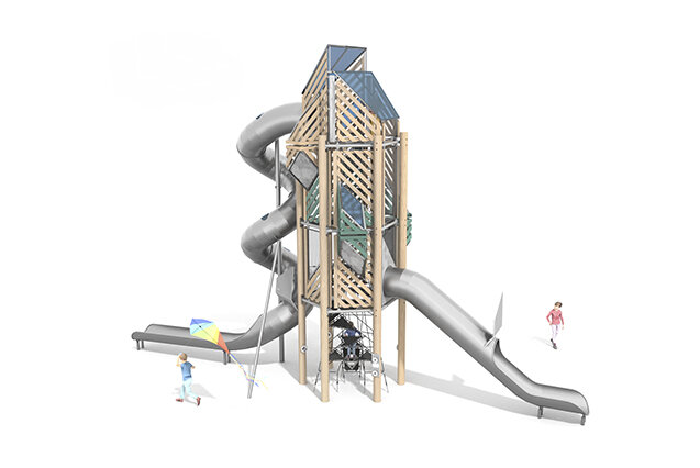 3D rendering af Leketårn - Mega Robinie 1