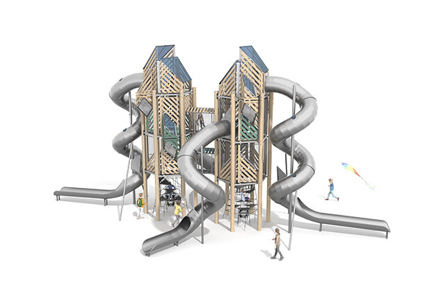 3D rendering af Leketårn - Mega Robinie 2
