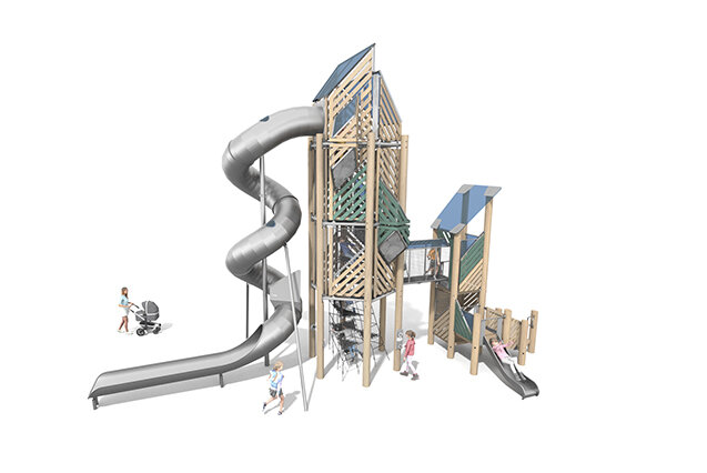 3D rendering af Leketårn - Mega Robinie 3