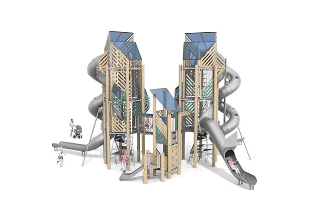 3D rendering af Leketårn - Mega Robinie 4