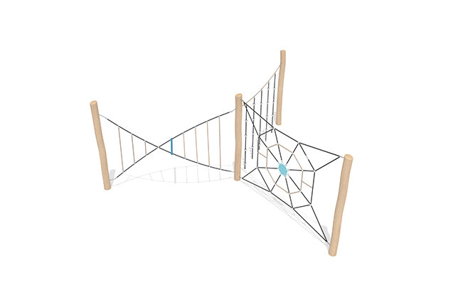 3D rendering af Hinderløype - Robinia Scandic tre klatreløyper