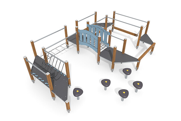 3D rendering af Hinderløype - ECO hinderbane blå