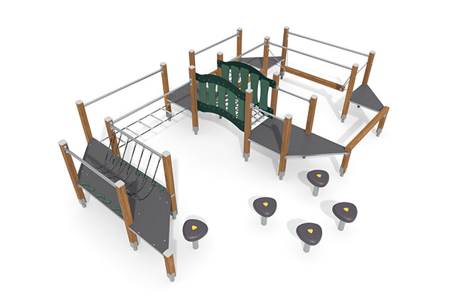 3D rendering af Hinderløype - ECO hinderbane grønn