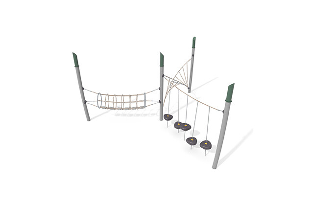 3D rendering af Hinderløype - Akrobat hinderløype 2 grønn/beige