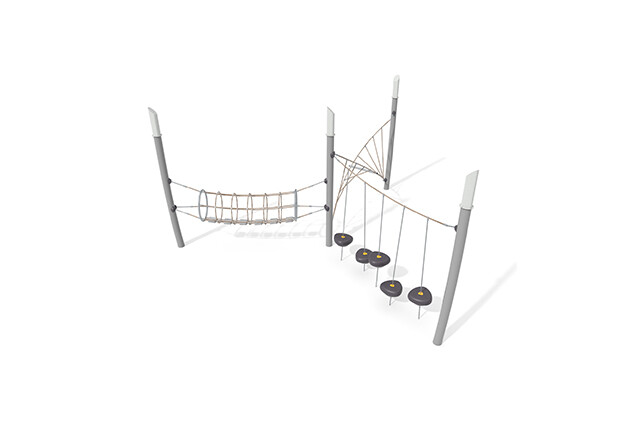 3D rendering af Hinderløype - Acrobat hinderløype 2 grå/beige