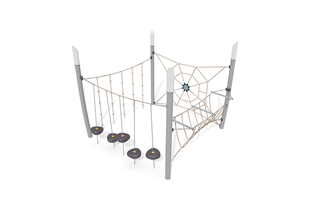 3D rendering af Hinderløype - Acrobat hinderløype 3 grå/beige