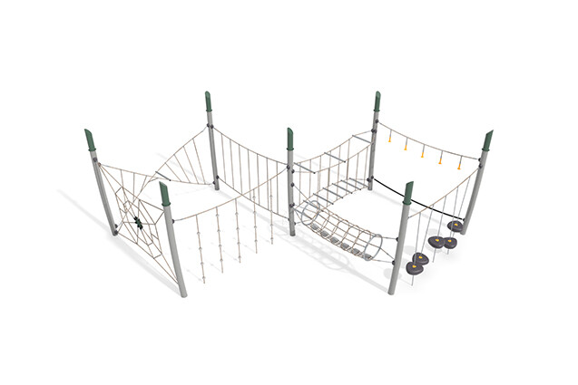 3D rendering af Hinderløype - Acrobat hinderløype 6 grønn/beige