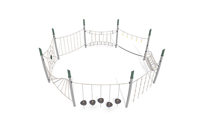 3D rendering af Hinderløype - Acrobat hinderløype 7 grønn/beige