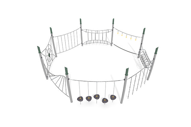 3D rendering af Hinderløype - Acrobat hinderløype 7 grønn/svart