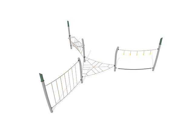 3D rendering af Hinderløype - Acrobat hinderløype 8 grønn/beige