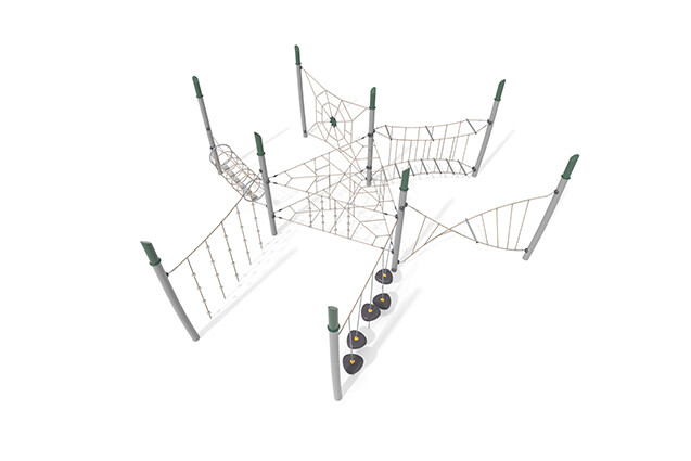 3D rendering af Hinderløype - Acrobat hinderløype 9 grønn/beige