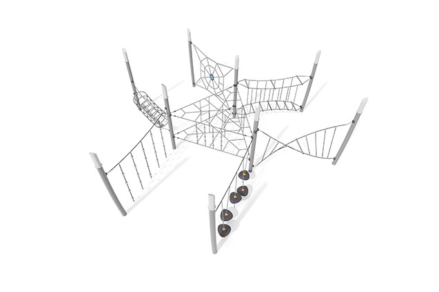 3D rendering af Hinderløype - Acrobat hinderløype 9 grå/svart