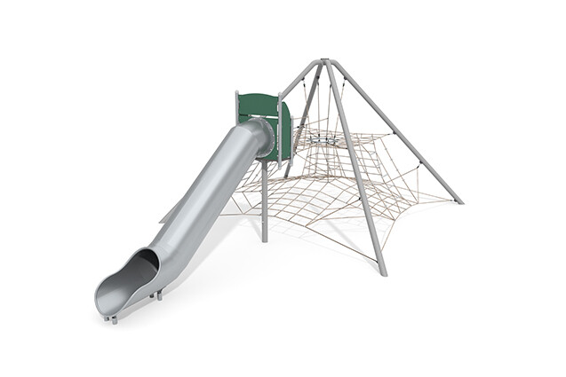 3D rendering af Klatrenett - Acrobat pyramideglidebane grønn/beige