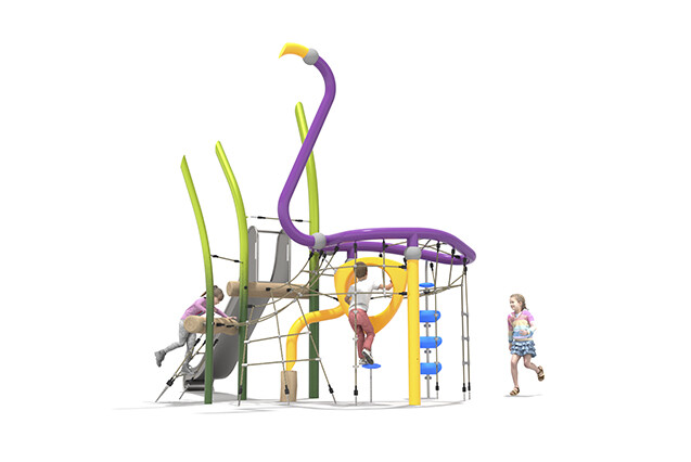 3D rendering af Klatreanlegg - Organiq flamingo