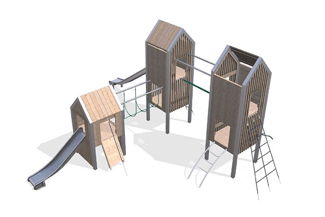 3D rendering af Leketårn - Arthur pakke 38