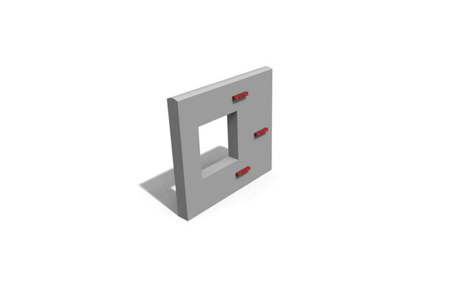 3D rendering af Parkour - betongvegg m håndtak og vindu