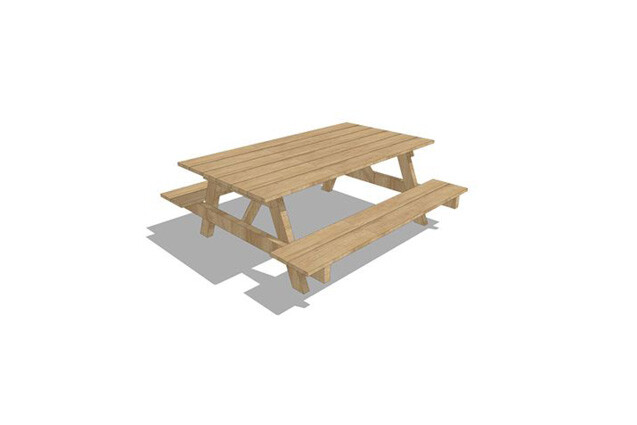 3D rendering af Utemøbel - A-bord skole