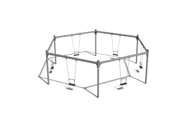 3D rendering af Huske - stativ sekskantede stål 6 seter h 2,1m