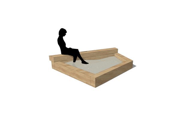 3D rendering af Sandkasse - m sittekant