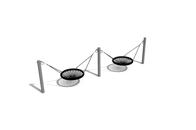 3D rendering af Huske - fuglerede stål 2 seter Ø 1,2m