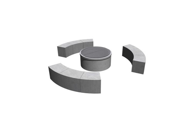 3D rendering af Bålsted - m sitteplasser betong