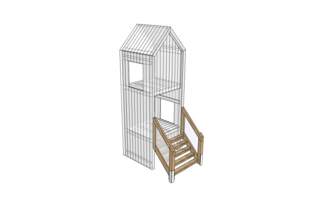 3D rendering af Leketårn - trapp bred Theodor