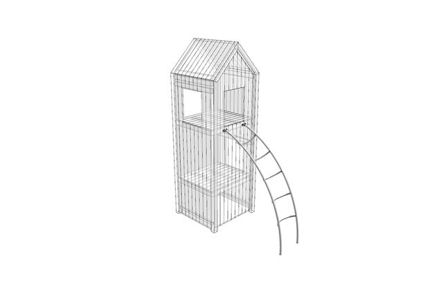 3D rendering af Leketårn - stige h 2,2m Theodor