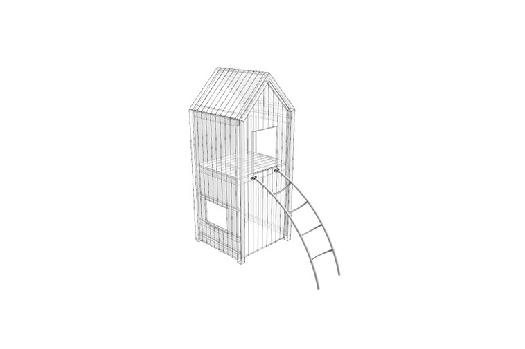 3D rendering af Leketårn - stige h 1,5m Theodor