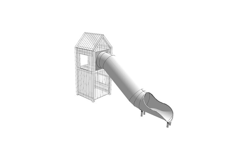 3D rendering af Leketårn - lukket sklirør h 1,5m Theodor