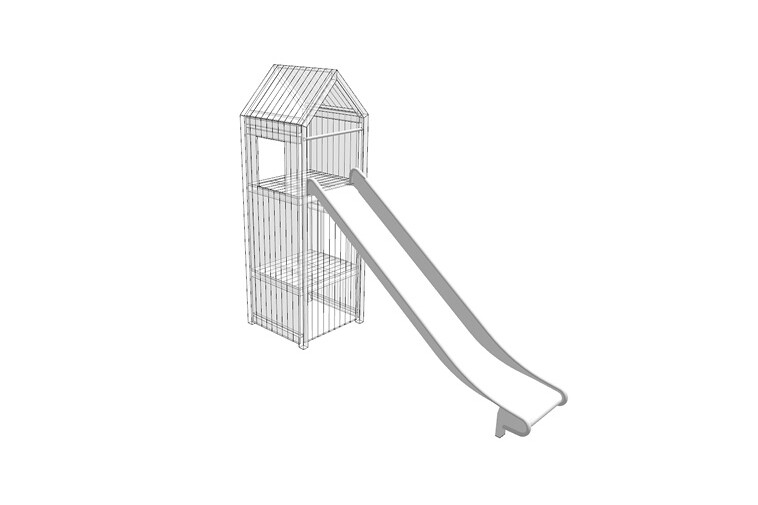 3D rendering af Leketårn - sklie bred h 2,2m Theodor