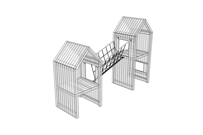 3D rendering af Leketårn - v-bro skrå Theodor 17°