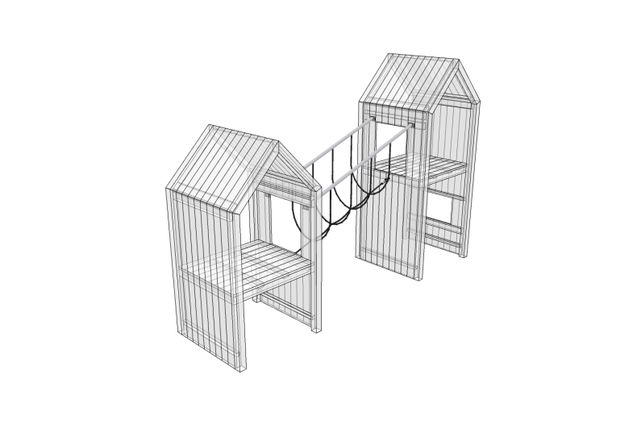 3D rendering af Leketårn - loop-bro skrå Theodor 17°