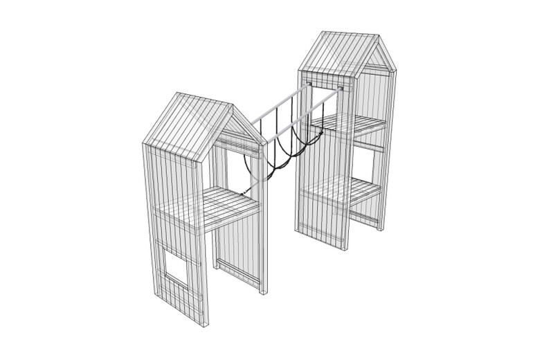 3D rendering af Leketårn - loop-bro skrå Theodor 19°
