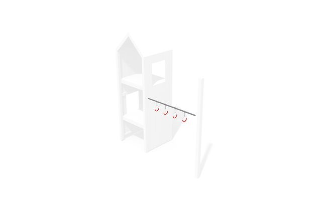 3D rendering af Leketårn - armgang m ringer Theodor h 1,5m og  h 2,2m