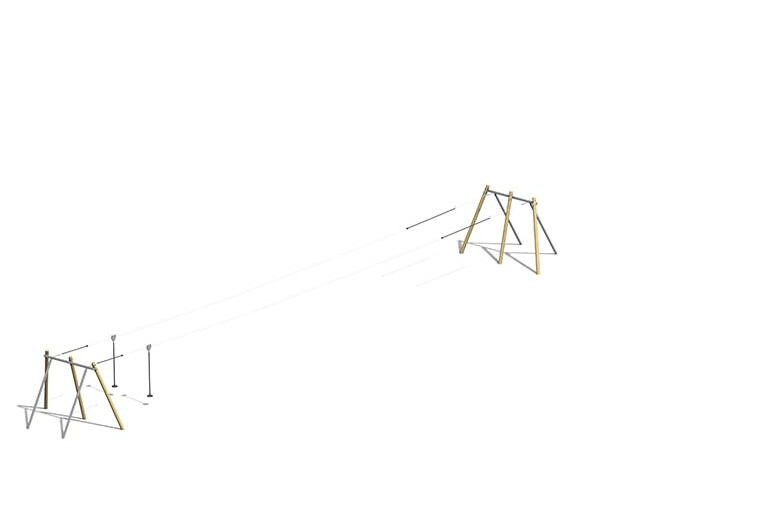 3D rendering af Svevebane - dobbel robinia 20m
