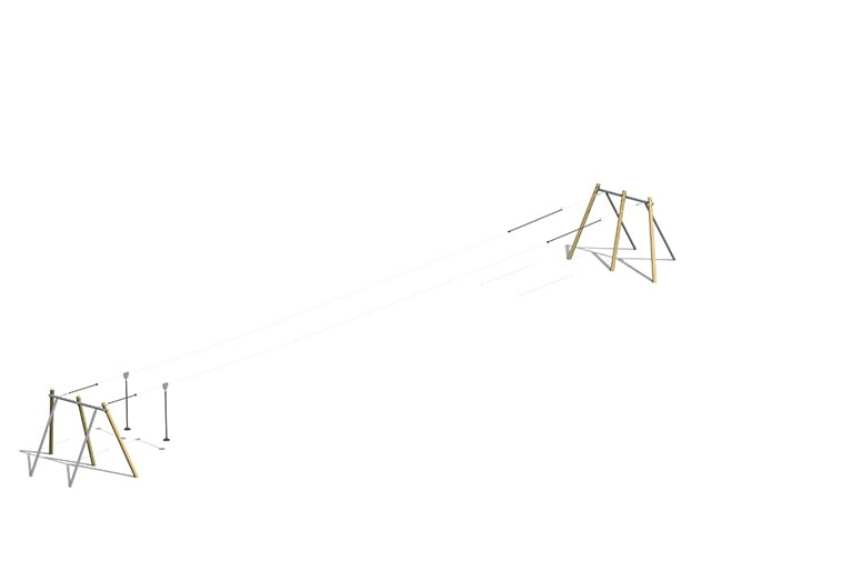 3D rendering af Svevebane - dobbel robinia 30m