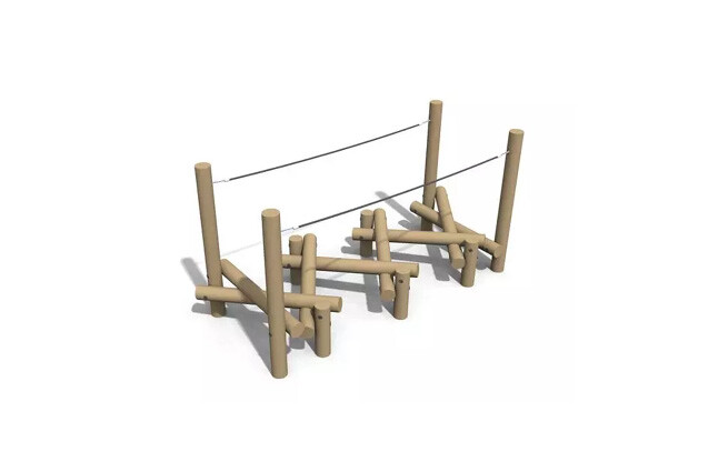 3D rendering af Hinderløyper - balansebro m trestokker