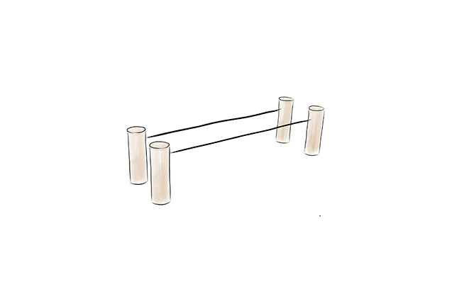 3D rendering af Hinderløype - Parallelle balansetau